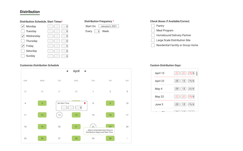 Second screenshot of the distribution web app profile edit page